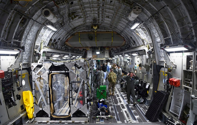 The Air Force is training medics how to carry COVID-19 patients aboard Air Force cargo aircraft