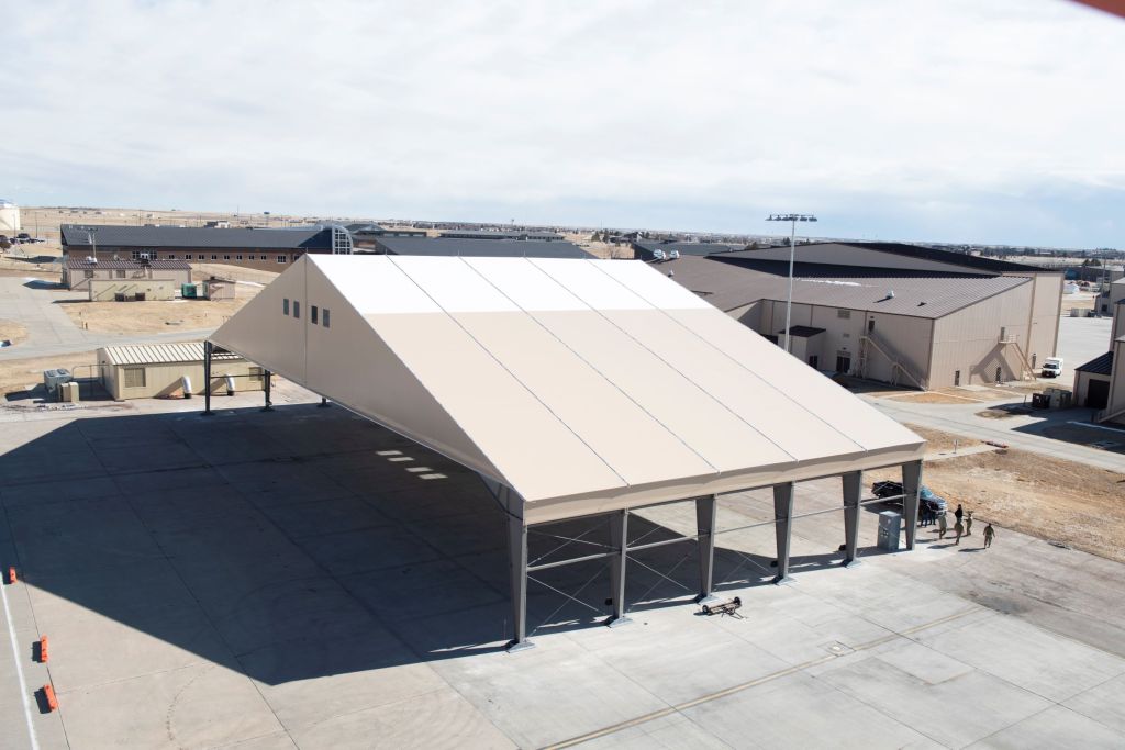 Air Force starts testing out temporary prototypes of B-21 protection shelters