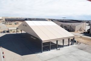 Air Force starts testing out temporary prototypes of B-21 protection shelters