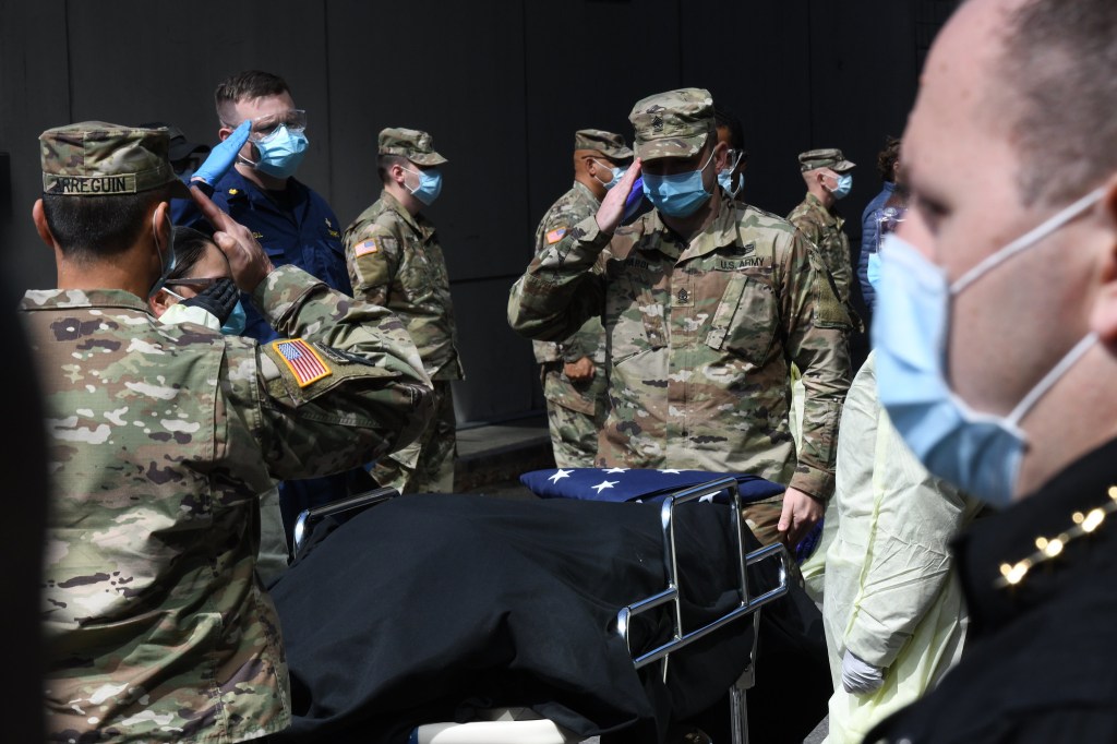 Service members honor veteran who died of COVID-19 at the Javits Center field hospital