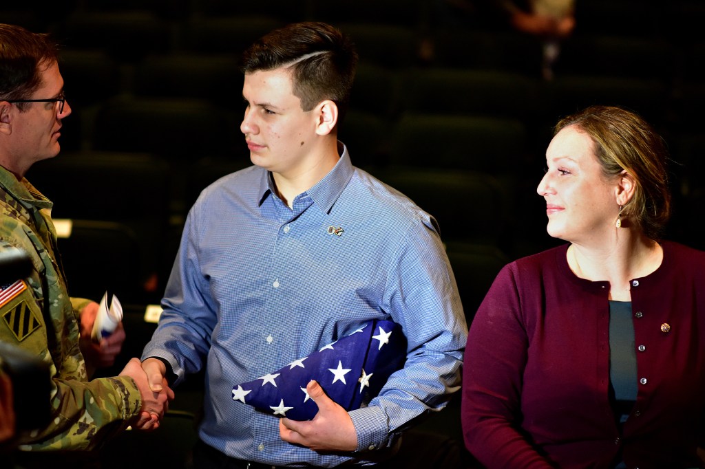 Upgraded valor award presented to son of fallen COP Keating hero