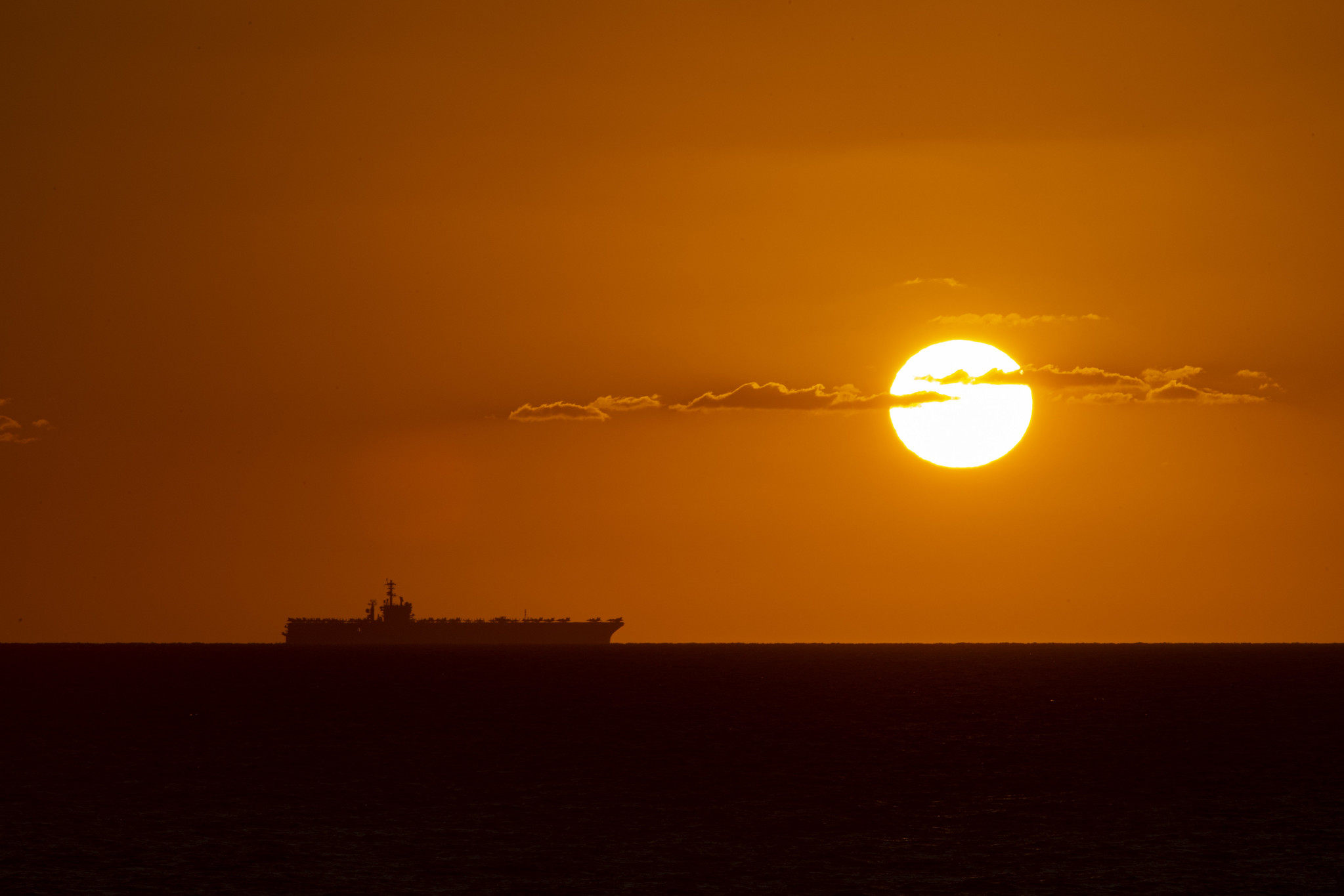 The aircraft carrier USS Nimitz (CVN 68) steams in the Indian Ocean, Jan. 6, 2020.