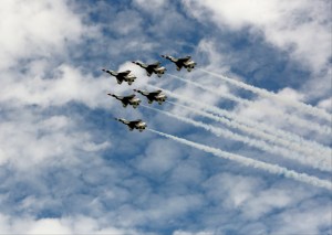 Astronaut Buzz Aldrin takes to the skies with Thunderbirds