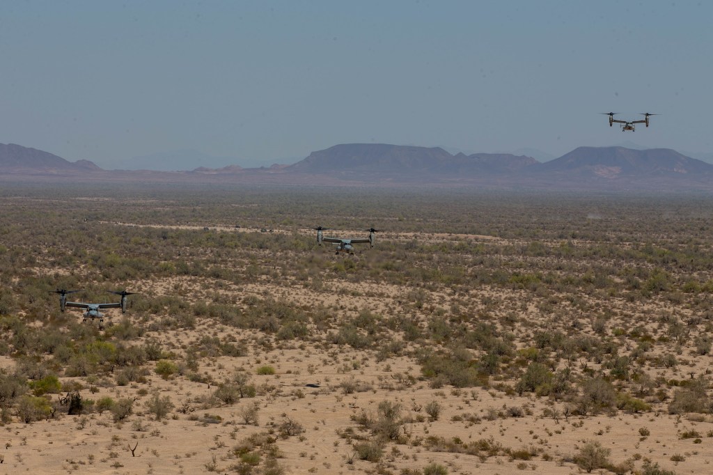 Marine Corps MV-22 Osprey suffers engine fire during Air Force training exercise