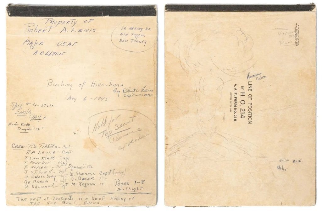‘My God what have we done’: Enola Gay pilot’s combat notebook is for sale