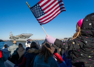 Aircraft carrier Gerald R. Ford returns home after 8-month deployment