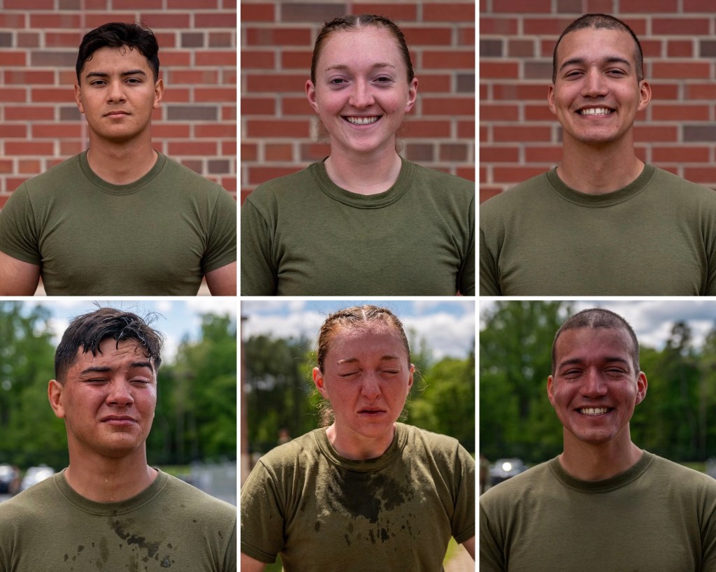 Marines’ before-and-after portraits show the misery of OC spray