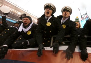 Army-Navy at the half: Mids lead a slugfest, 10-7