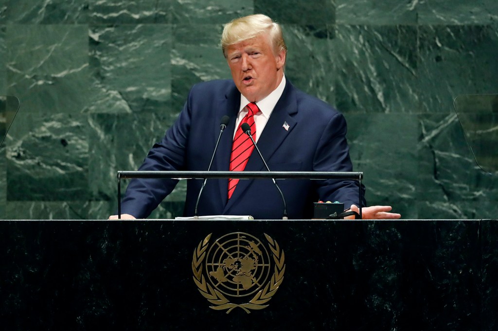 Trump attacks globalism and urges pressure on Iran at UN