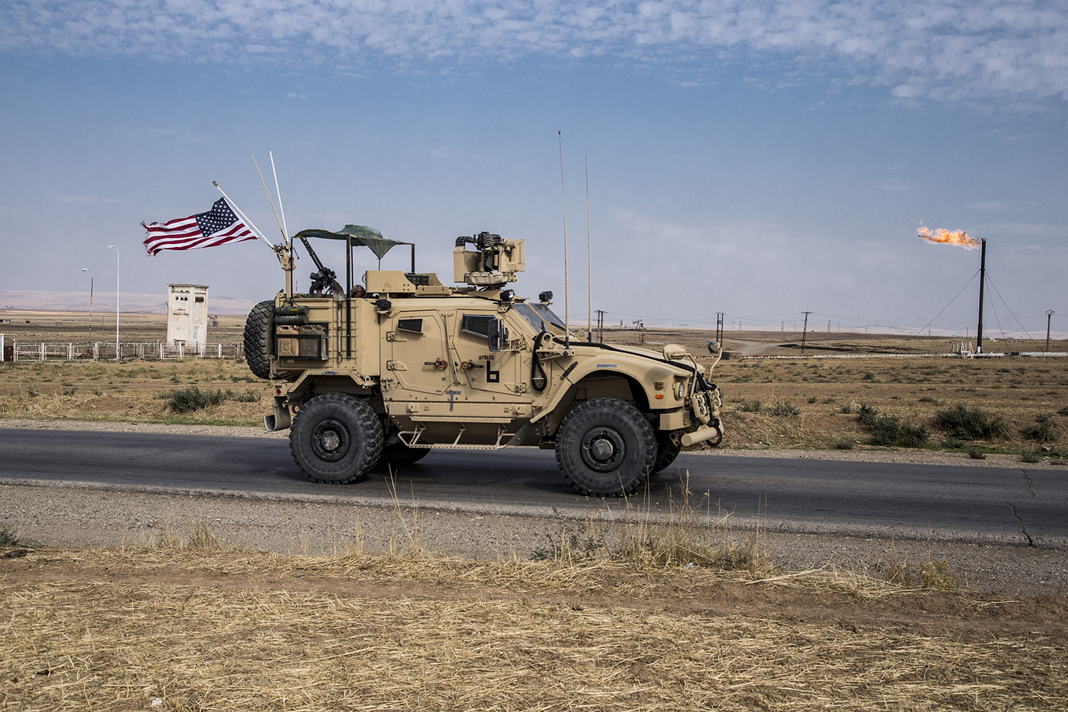 U.S. forces patrol Syrian oil fields