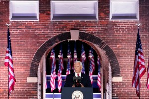 VP Pence credits Trump with rebuilding the military, fixing VA in reelection pitch