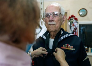 WWII veteran wants to be buried in Navy uniform, so she made one