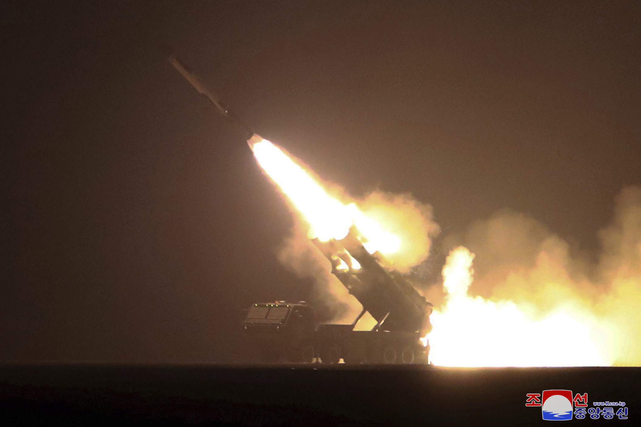 This photo provided by the North Korean government shows what it says is a launching drill of a cruise missile at an undisclosed location in North Korea on early Thursday, Feb. 23, 2023.