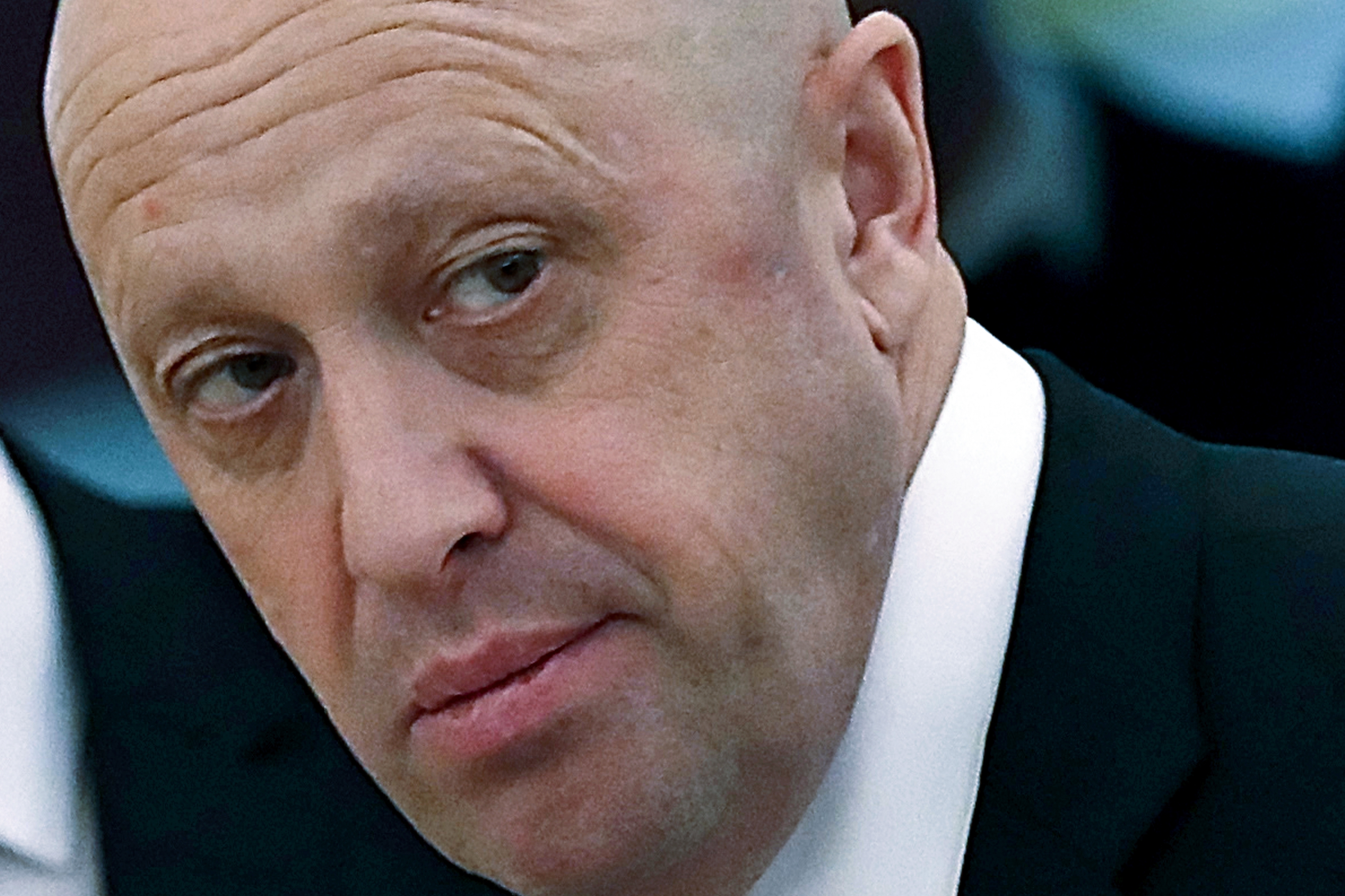 Russian businessman Yevgeny Prigozhin is shown prior to a meeting of Russian President Vladimir Putin and Chinese President Xi Jinping in the Kremlin in Moscow, Russia, on July 4, 2017.
