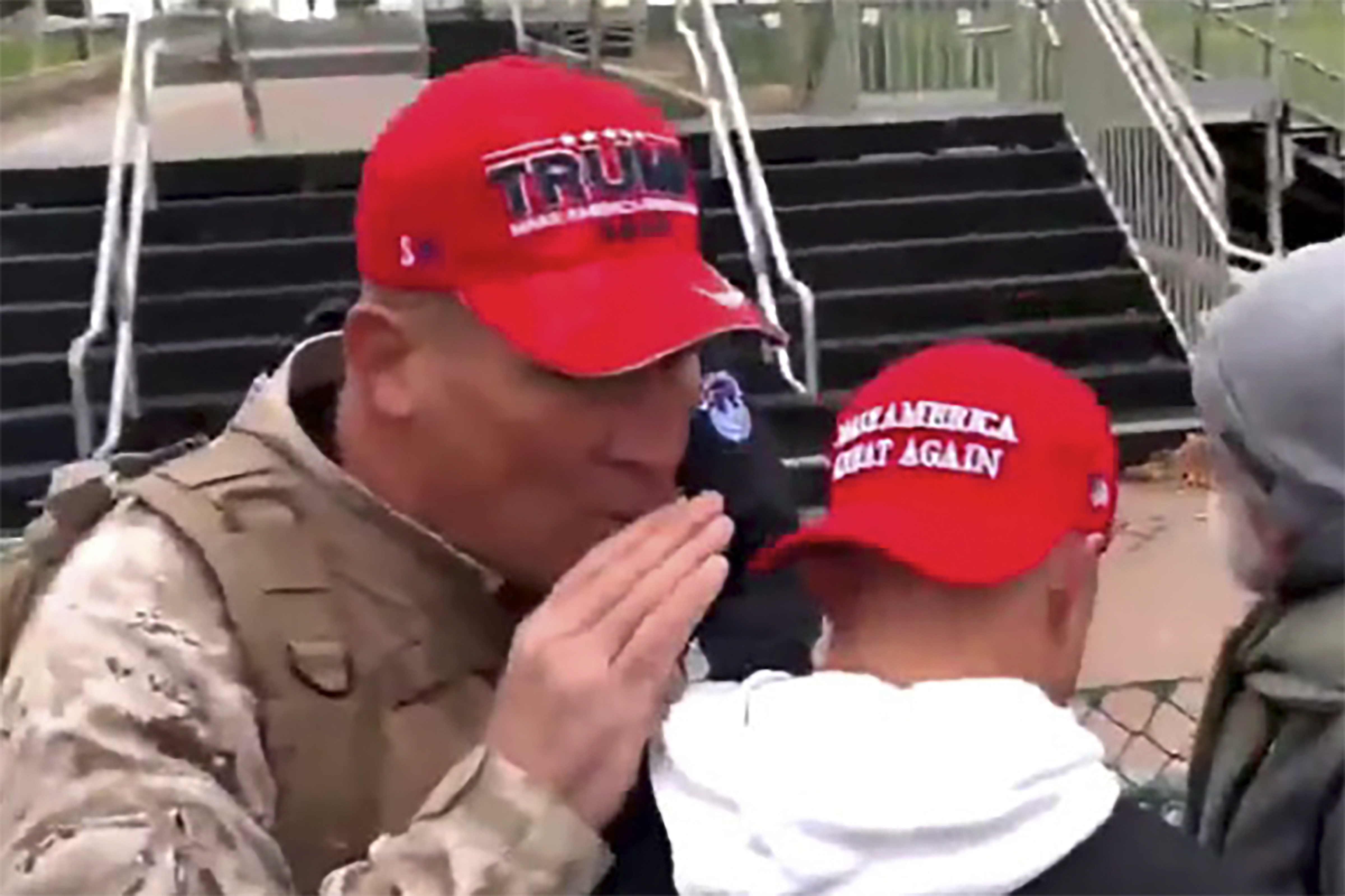 This image from video provided by the Justice Department and contained in the government's sentencing memorandum, shows Ray Epps, left, at the U.S. Capitol, Jan. 6, 2021 in Washington.