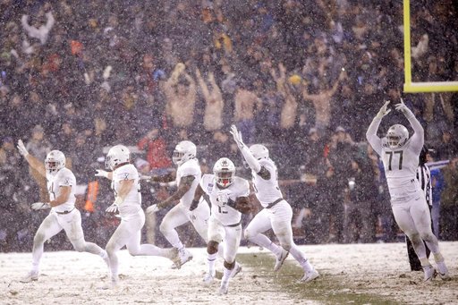 Two in a row: Black Knights edge Mids, 14-13, in a snow-covered classic