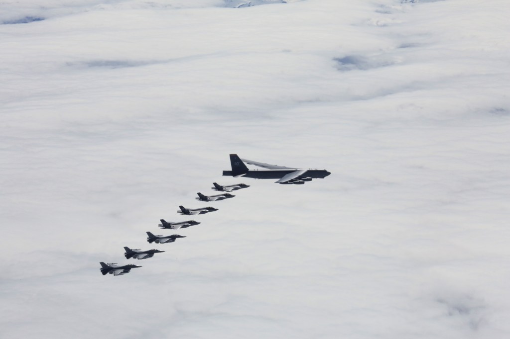 Six US Air Force B-52 bombers make symbolic sweep over all NATO members