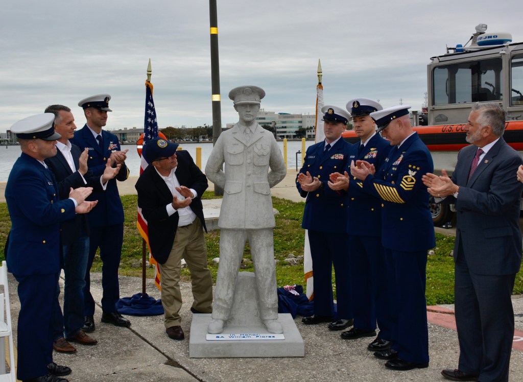 40 years after a heroic Coast Guardsman died in a collision, his statue joins underwater veterans memorial