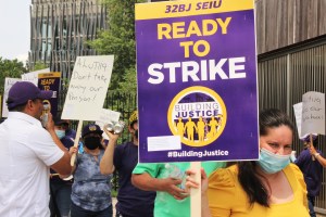 Contract workers protest employment changes at the Census Bureau