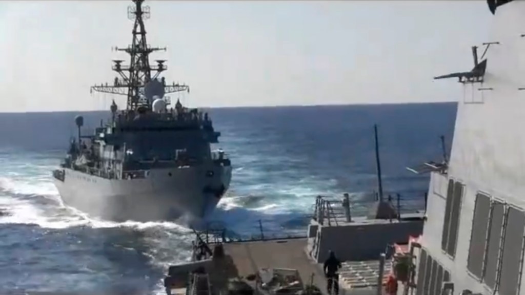 Russian navy ship ‘aggressively approached’ US warship