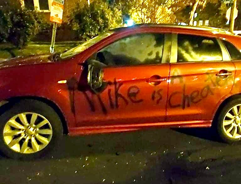 ‘Mike is a cheater’ spray-painted on car belonging to veteran not named Mike