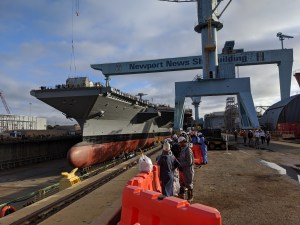 Shipyard suspends welding on future carrier John F. Kennedy after small fire