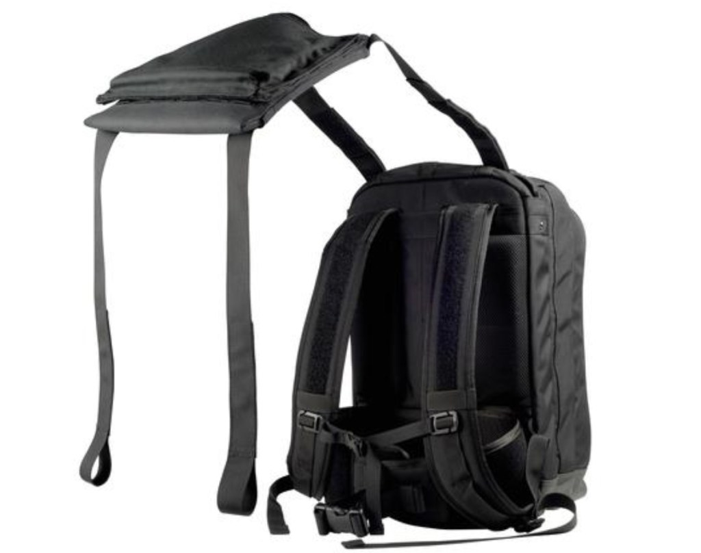 This DEVCORE plate carrier deploys a rifle plate from a backpack in seconds
