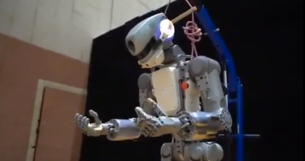 Is this Russian robot spacecrawling before a spacewalk?