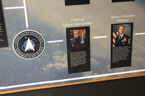 Someone taped Steve Carell’s picture over Space Force’s top officer at the USAF museum