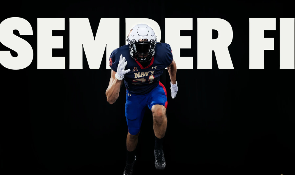 Naval Academy introduces Marine Corps dress blues football uniform