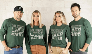 Jason Aldean, wife Brittany model head-scratching “Military Lives Matter” shirts
