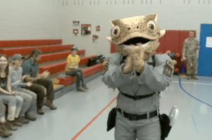 Horned lizard man deployed as Tinker Air Force Base mascot