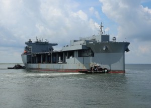 Aboard the Navy’s new sea base Lewis B. Puller, named for legendary Marine