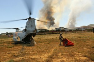 Marines help fight California wildfires