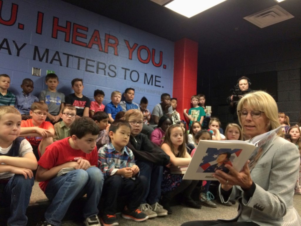 Education Secretary DeVos tours Virginia school to stress needs of military children