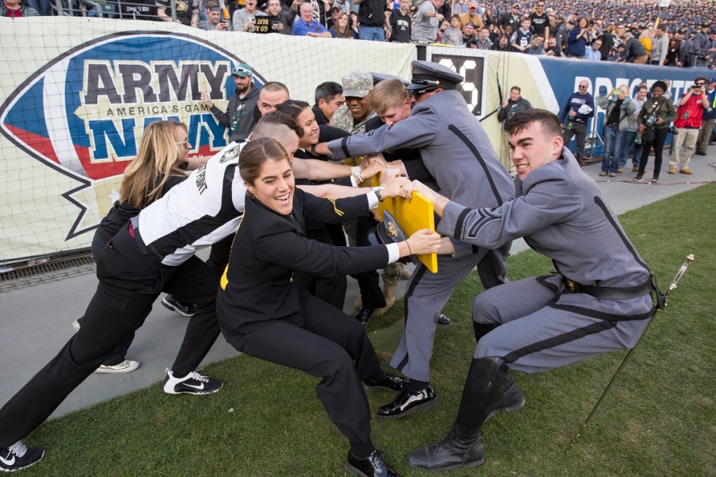 Watch West Point leaders get Navy’s goat (sort of) in super-sized spirit spot