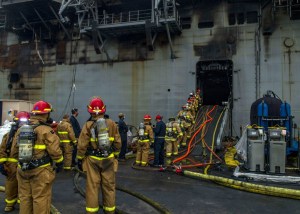 Crews battle Bonhomme Richard blaze for a fourth day