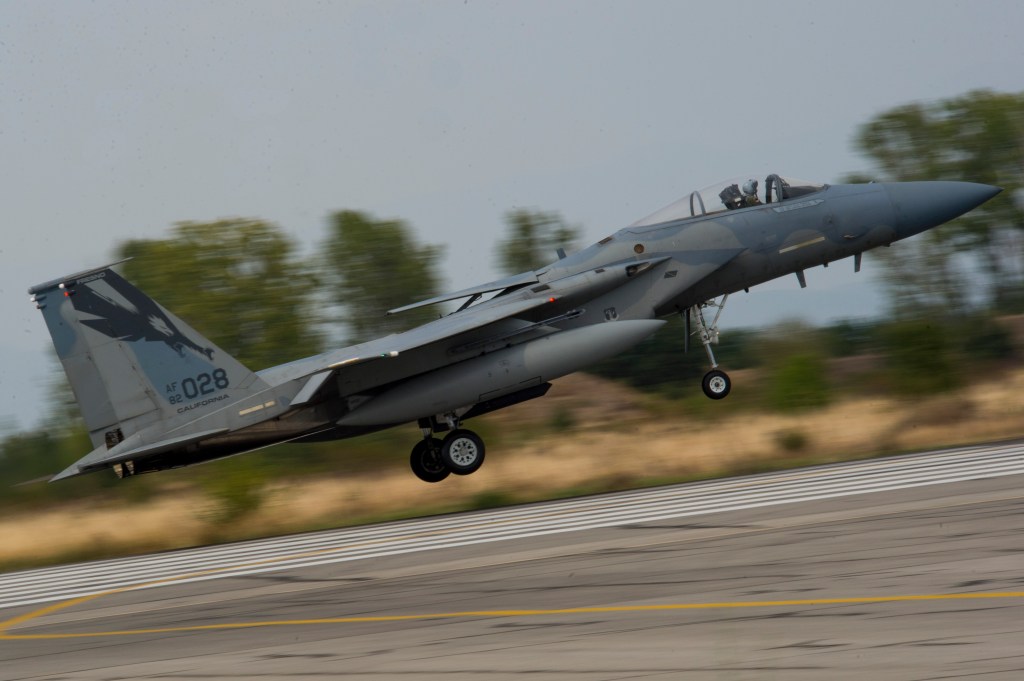 Air Force F-15s conduct joint air policing missions with Bulgaria