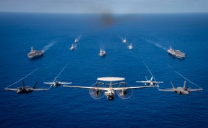 Two US aircraft carrier groups join Japanese navy in military exercise
