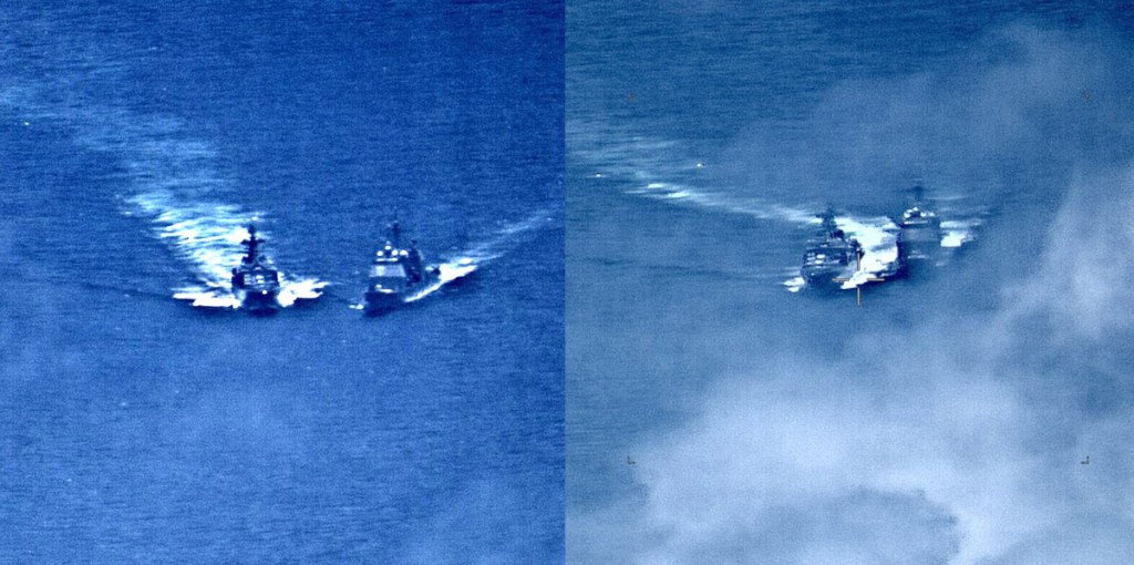Both Russia and US point fingers after warships almost collide