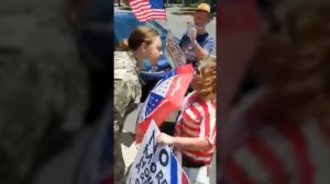 Video shows uniformed sailor screaming ‘F*** Trump!’ and angrily confronting protesters