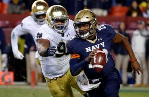 Navy falls short against No. 6 Notre Dame, 49-39