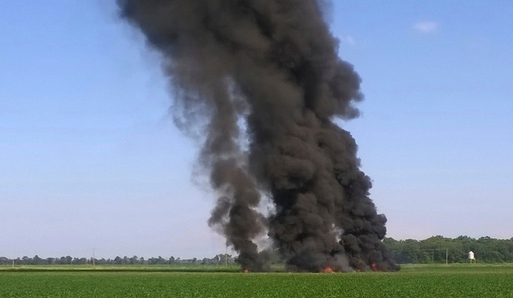 KC-130 crashes in Mississippi soybean field