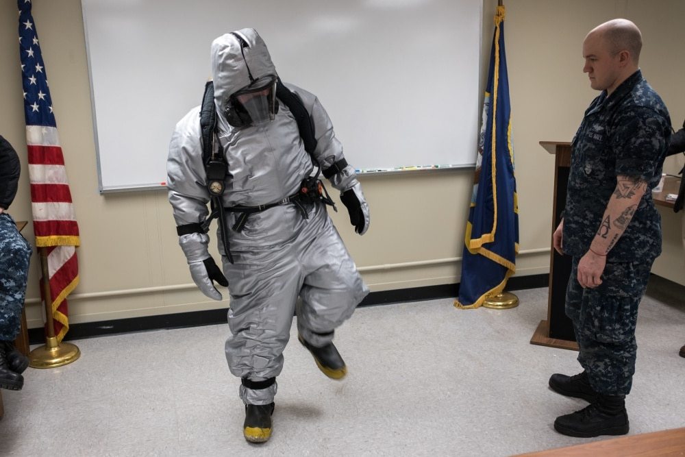 Sailors test new submarine steam suits