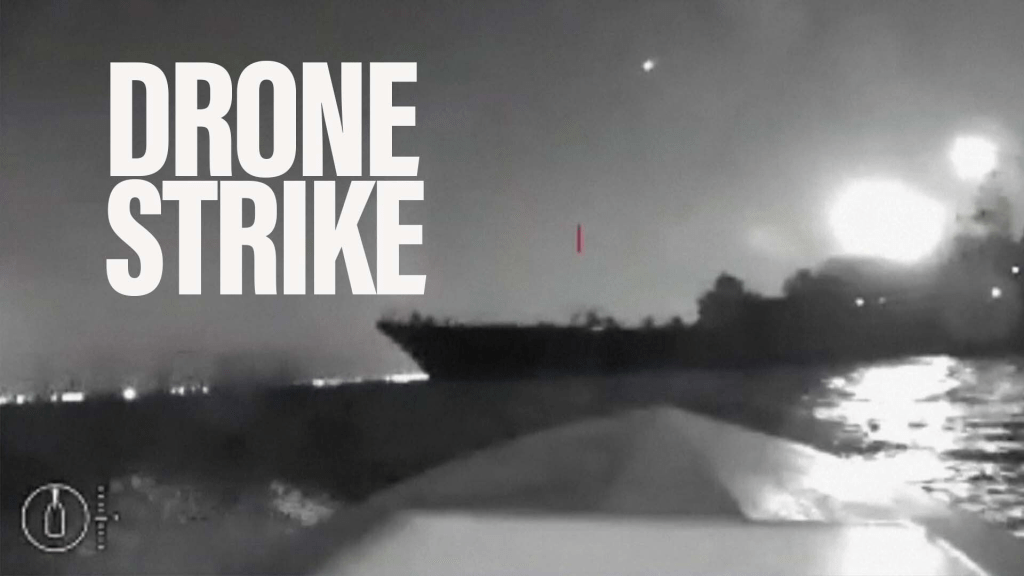Ukrainian drone assault targets docked Russian ship